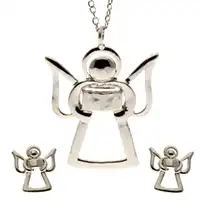 Guardian Angel Silver Necklace and Earrings Set