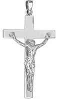 Large Sterling Catholic Crucifix Pendant