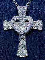 Necklace - Cross & Heart Rhinestone