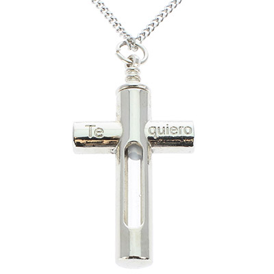 925 Sterling Silver Cremation Jewelry Cross Urn Necklace for Ashes Rose  Gold Flo | eBay