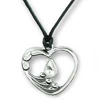 Heart with Crystal Tears Necklace Silver