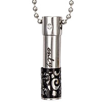 Only Love Urn Necklace for Ashes with Black Accent - Stainless Steel