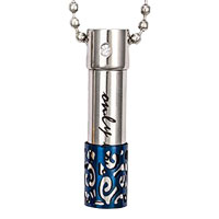 Only Love Urn Necklace for Ashes with Blue Accent - Stainless Steel