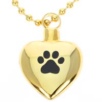 Gold Heart Pet Urn Necklace - Pet Ashes Necklace