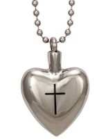 Heart with Cross Memorial Ash Urn Necklace
