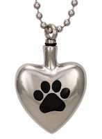 Pet Paw Heart Urn Memorial Necklace