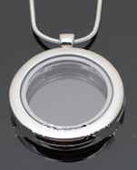 Silver Round Magnetic Floating Memories Necklace