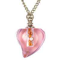 Pink Heart Pendant Necklace with Mustard Seeds - Faith Necklace