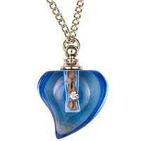 Blue Heart Pendant Necklace with Mustard Seeds - Faith Necklace