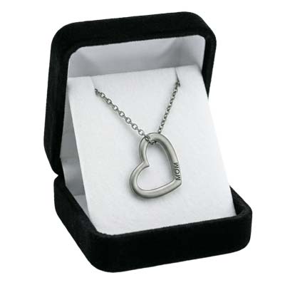 Heart Mom Necklace - Mothers Heart Necklace for Mom