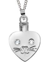 Cat Face Heart Memorial Ash Urn Pendant Jewelry