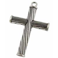 Spiral Silver Cross Necklace with Large Cross Pendant
