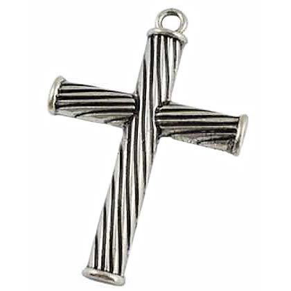 Spiral Silver Cross Necklace with Large 