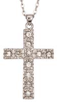 Rhinestone Cross Necklace Silver