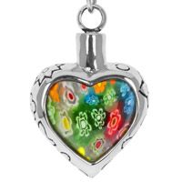 Flowers Love Heart Cremation Necklace Stainless Steel Pendant