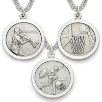 Sterling Silver Male Christian Sports Necklaces (11 Sports)