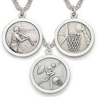 Sterling Silver Christian Sports Necklaces for Guys