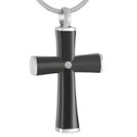 Black Cross Urn Necklace Sample Stainless Steel 