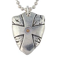 Shield Cross Necklace with Mustard Seed, Faith Keychain