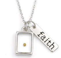 Silver Square Faith Mustard Seed Necklace, Faith Necklace