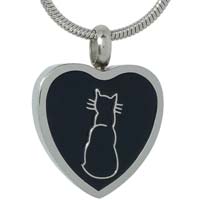 Cat Heart Cremation Urn Memorial Necklace