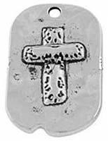 Cross Dog Tag Antique Silver Charm