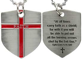 Shield of Faith Necklace with Ephesians 6:16 Quote