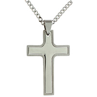 Stainless Steel Cross Necklace with 2 Piece Cross Pendant