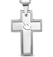 Cross w/ Spirit Dove Necklace Stainless Steel