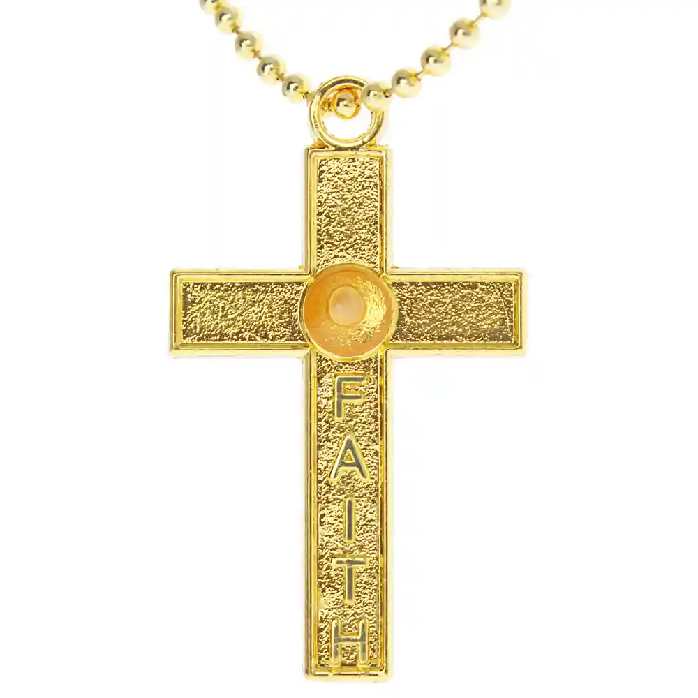 Gold Faith Cross Necklace with Mustard Seed Cross Pendant