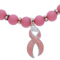 Breast Cancer Awareness Bracelet with Pink Ribbon Charms