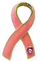 Pink Breast Cancer Ribbon Rhinestone Pin