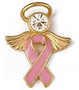 Breast Cancer Angel Pink Ribbon Pin