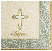 Baptism Cross Luncheon Paper Napkins (Pkg of 16)