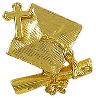 Graduation Pin with Cross Diploma - Gold
