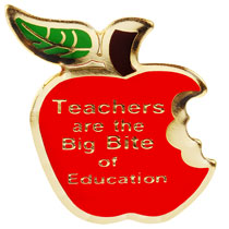 Teacher's  Big Bite Apple Lapel Pins