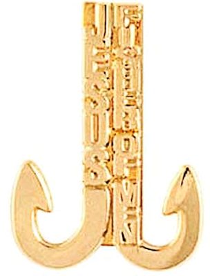 Sterling Gifts Jesus Fisher of Men Double Hook Pin Gold