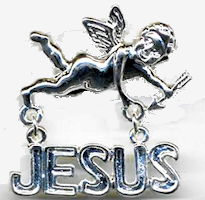 Angel and Jesus Pin Silver