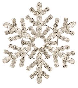 Rhinestone Snowflake Brooch Silver