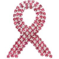 Breast Cancer Pink Ribbon Rhinestone Brooch