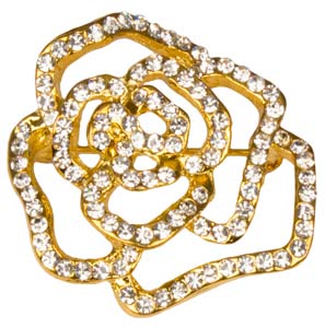 Rhinestone Small Rose Flower Lapel Pin