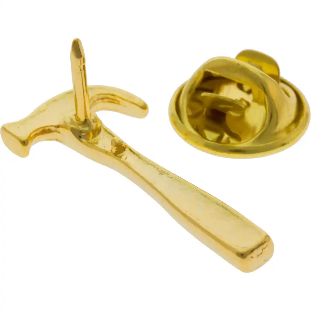 Building Hammer Lapel Pin in Gold - Back