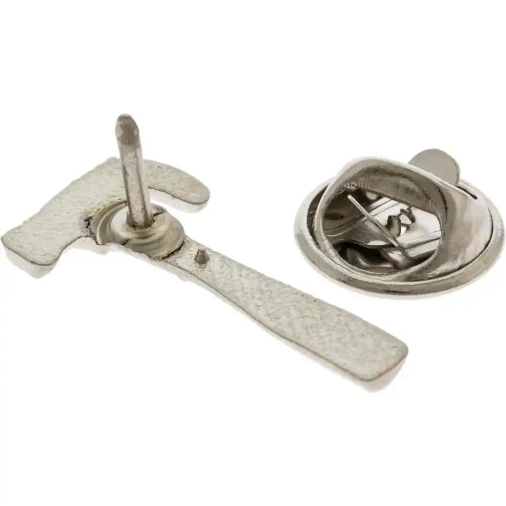 Building Hammer Lapel Pin in Silver - Back