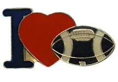 I Love Football Pin, I Heart Football Pin