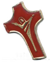 Gold and Red Cross Pin - Crucifix Pin