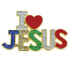 I Love Jesus Sparkling Pin Multi Colors