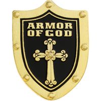 Armor of God Shield Pin Gold