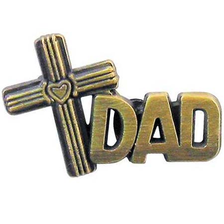 Dad with Cross Gold Pin