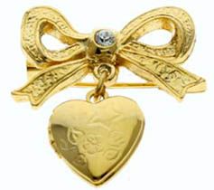 Gold Heart Pin Photo Locket - Picture Locket