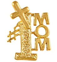 #1 Mom Pin with Cross - Number One Mom Lapel Pin